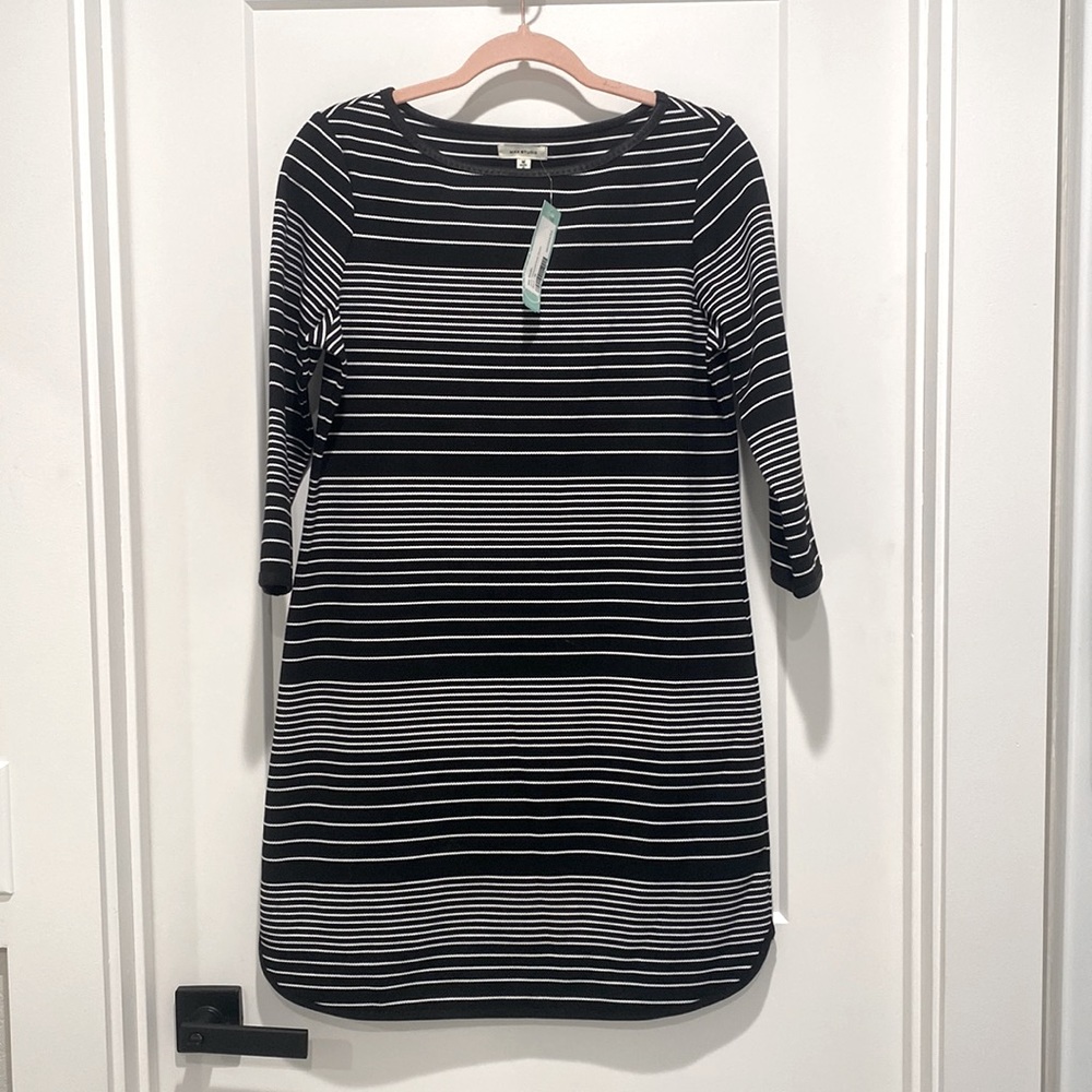 Max Studio Janie Textured Knit Dress - Black - Medium